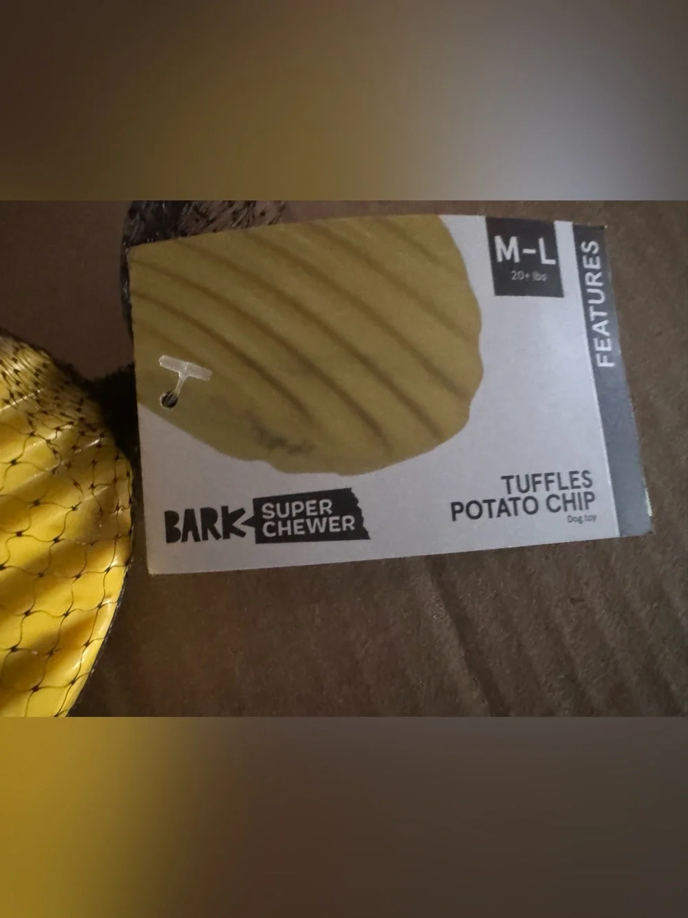 Bark Box Super Chewer ridged Potato Chip NEW M-L Dog toy